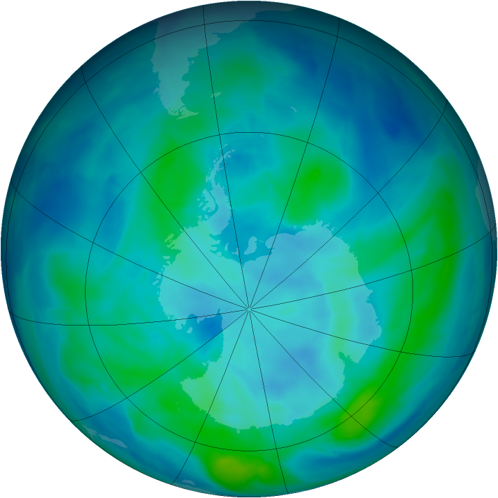 Antarctic ozone map for 11 March 2014